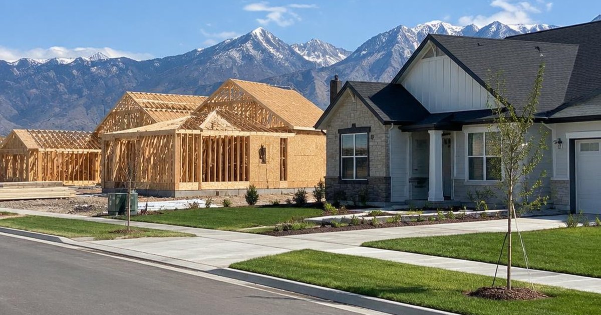 New construction homes beside an established neighborhood in Eagle Mountain, Utah
